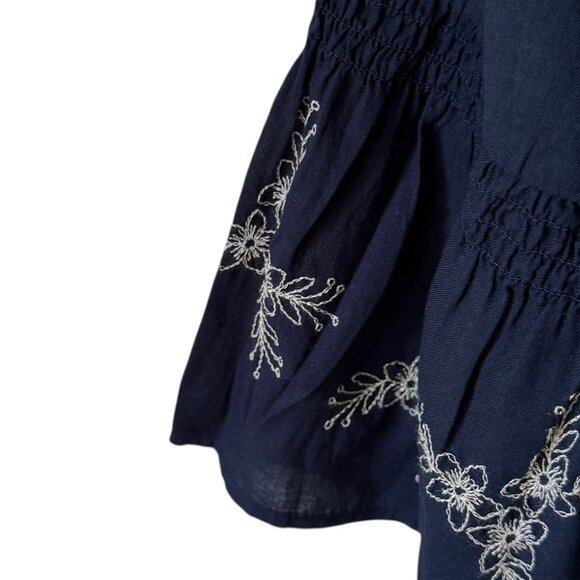 J.Jill Sz Lg Top Pheasant Lightweight Cotton Embroidered 3/4 Sleeve Flowy Summer - Picture 5 of 14